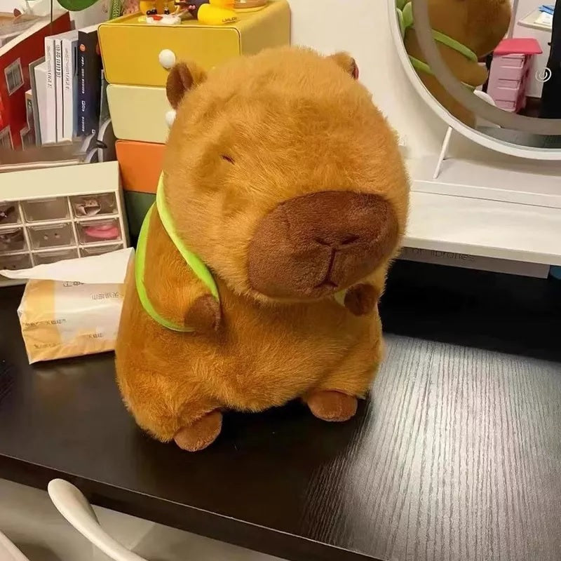 Peluche Capibara Con Mochila Tortuga