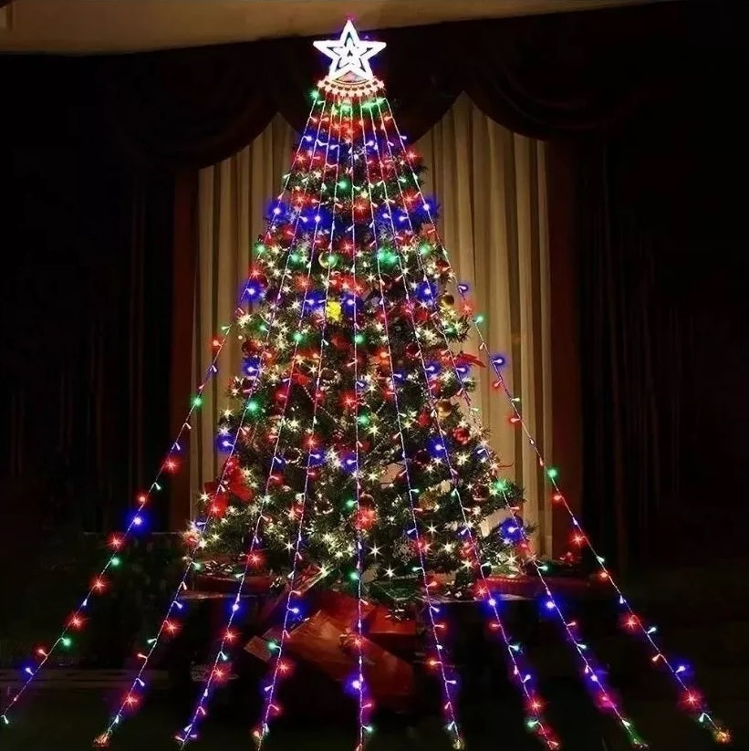 Cortina Árbol de Navidad Con Estrella