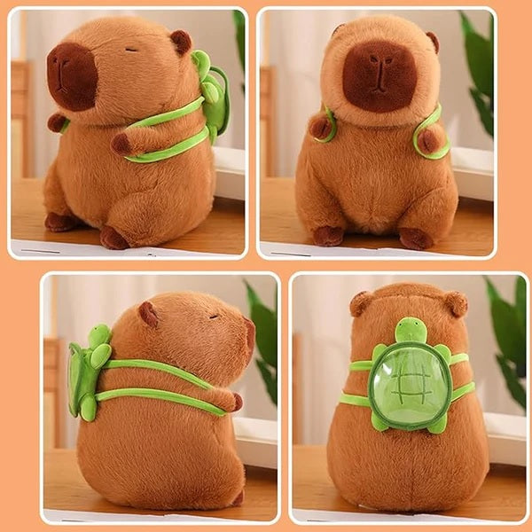 Peluche Capibara Con Mochila Tortuga